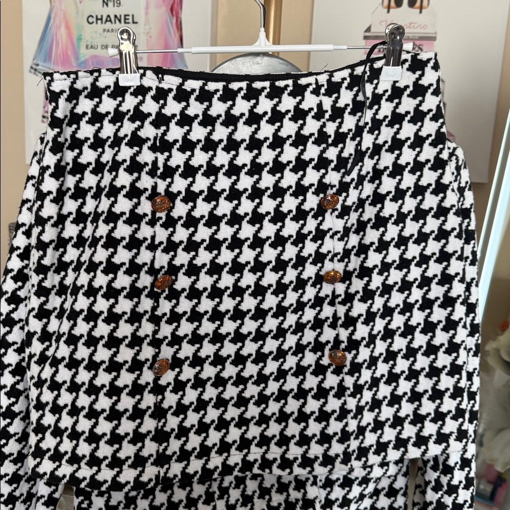 Shein Monochrome Houndstooth Patterned Jacket & S… - image 3